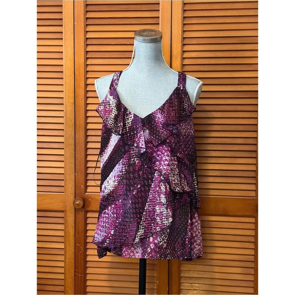 Magenta Snake Printed Ruffle Racerback Cami Top